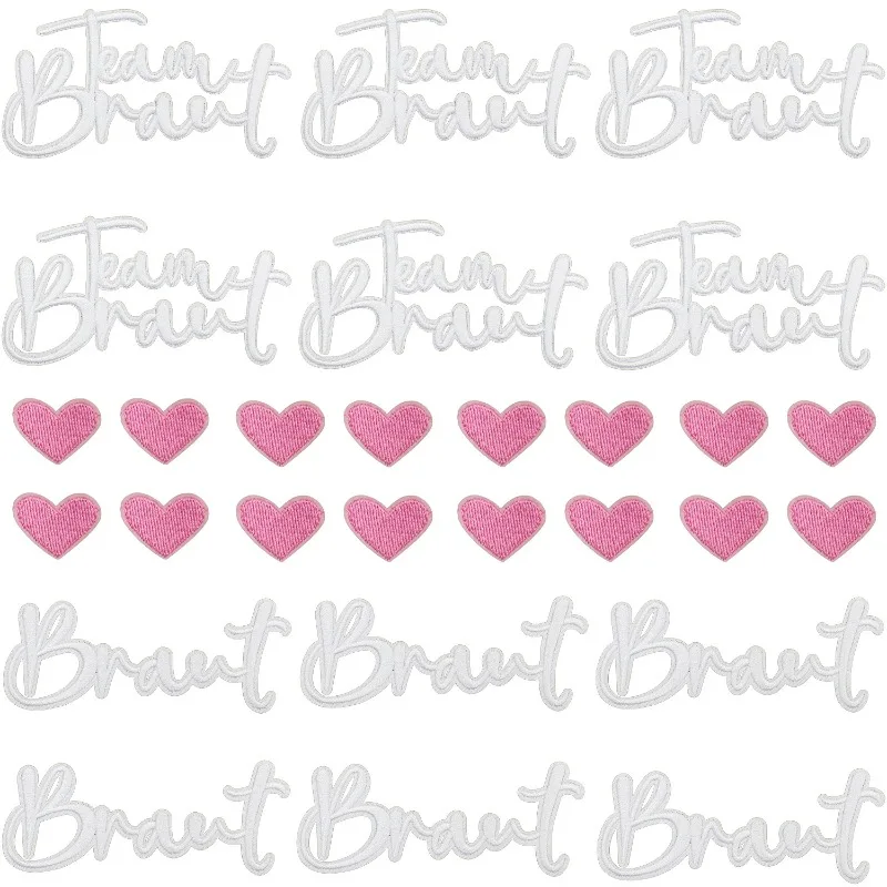 

White Letters Mini Pink Heart Iron-on Sew Embroidery Badge Patches DIY T-shirt Hat Backpack Clothing Appliques Sticker