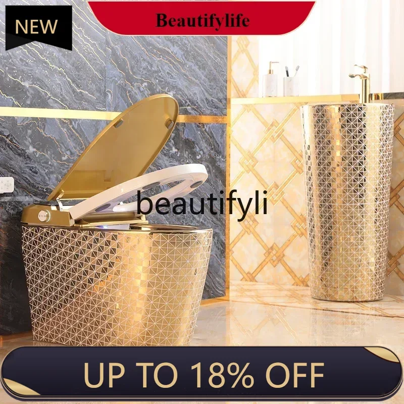 

Z189 European-style gold-plated new smart toilet integrated electric smart golden toilet