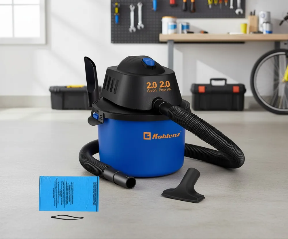 

2-галонный портативный пылесос для влажной и сухой уборки с воздуходувкой, zasięg 10 футов для уборки дома, автомобиля, гаража, синий/черный