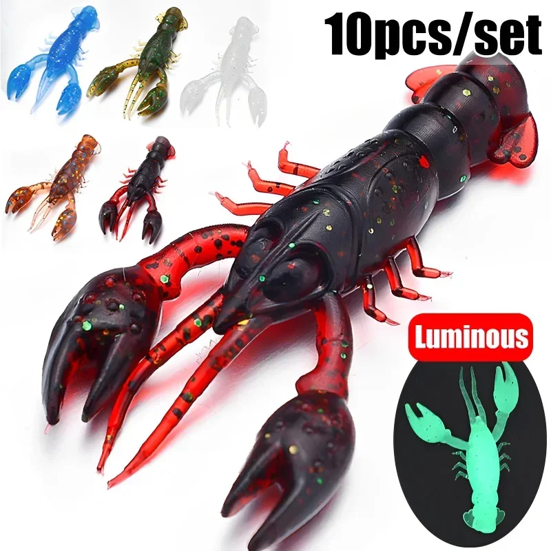 5/10pcs Lure Artificial Bait Shrimp Lobster Crayfish Worm Shad Eel Needfish Swimbait Jig Head Fishing Tackle Lure Accessories