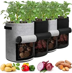 Sacs de culture de plantes en feutre, tissu non tissé, pot de pommes de terre de jardin, sacs de culture de légumes à effet de serre, outils verticaux, 3 tailles