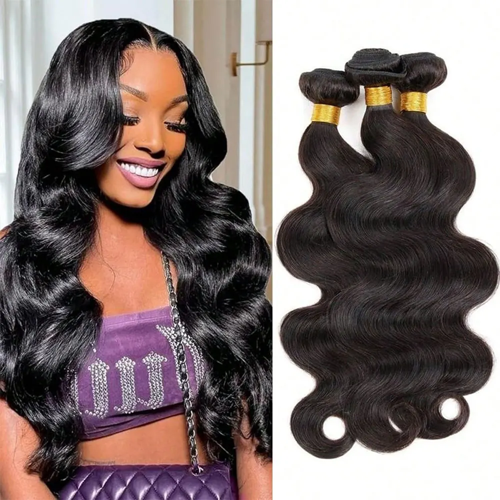 Body Wave Real Hair Bundle Of  Brazilian Wave Black Braiding Double Hair Curtain Hair Extensions Natural Color 1 3 4 pcs