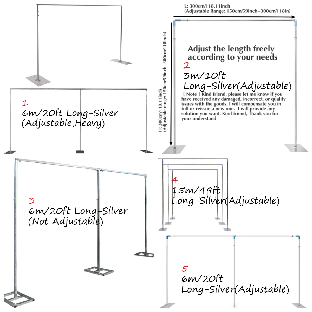 

20ft x 10ft Adjustable Telescopic Heavy Duty Portable Pipe and Drape Backdrop Stand Photography Background Party Event Wedding
