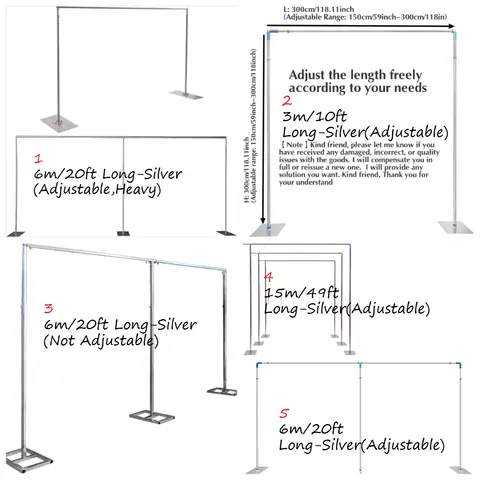 20ft x 10ft Adjustable Telescopic Heavy Duty Portable Pipe and Drape Backdrop Stand Photography Background Party Event Wedding