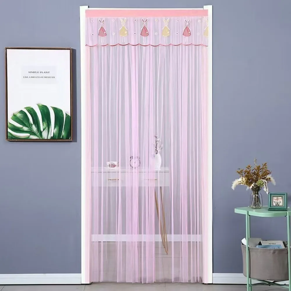 100x200cm Screen Door Curtain Anti Insect Self-adhesive Ventilation Door Curtain Automatic Closing Yarn Lace Embroidery Curtain