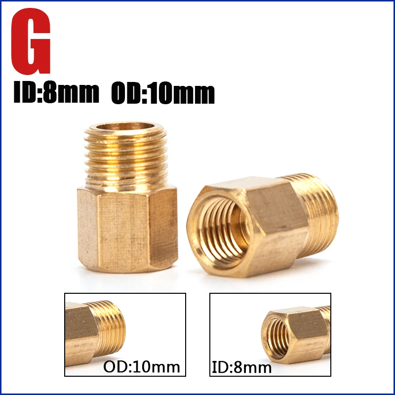 M10x1 M8x1 Female Thread  Copper Double End Male-Male Plug Quick Coupler Connector Air Socket Connection Fittings 3pcs/set