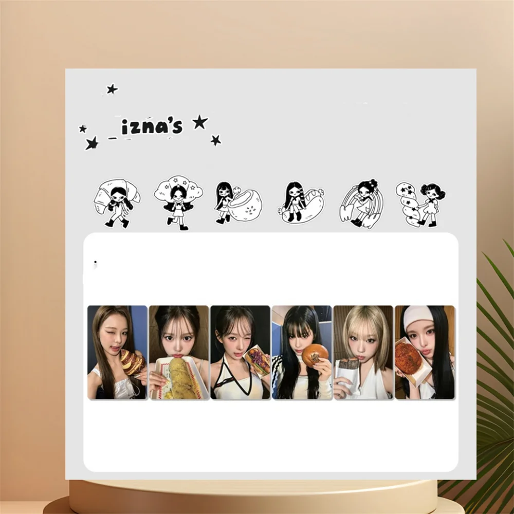 IZNA Character Props Break Photocard 6Pcs/Set Double Sides Printing Glossy LOMO Card INS Style Postcard MAI JEEMIN JUNGEUN Gift