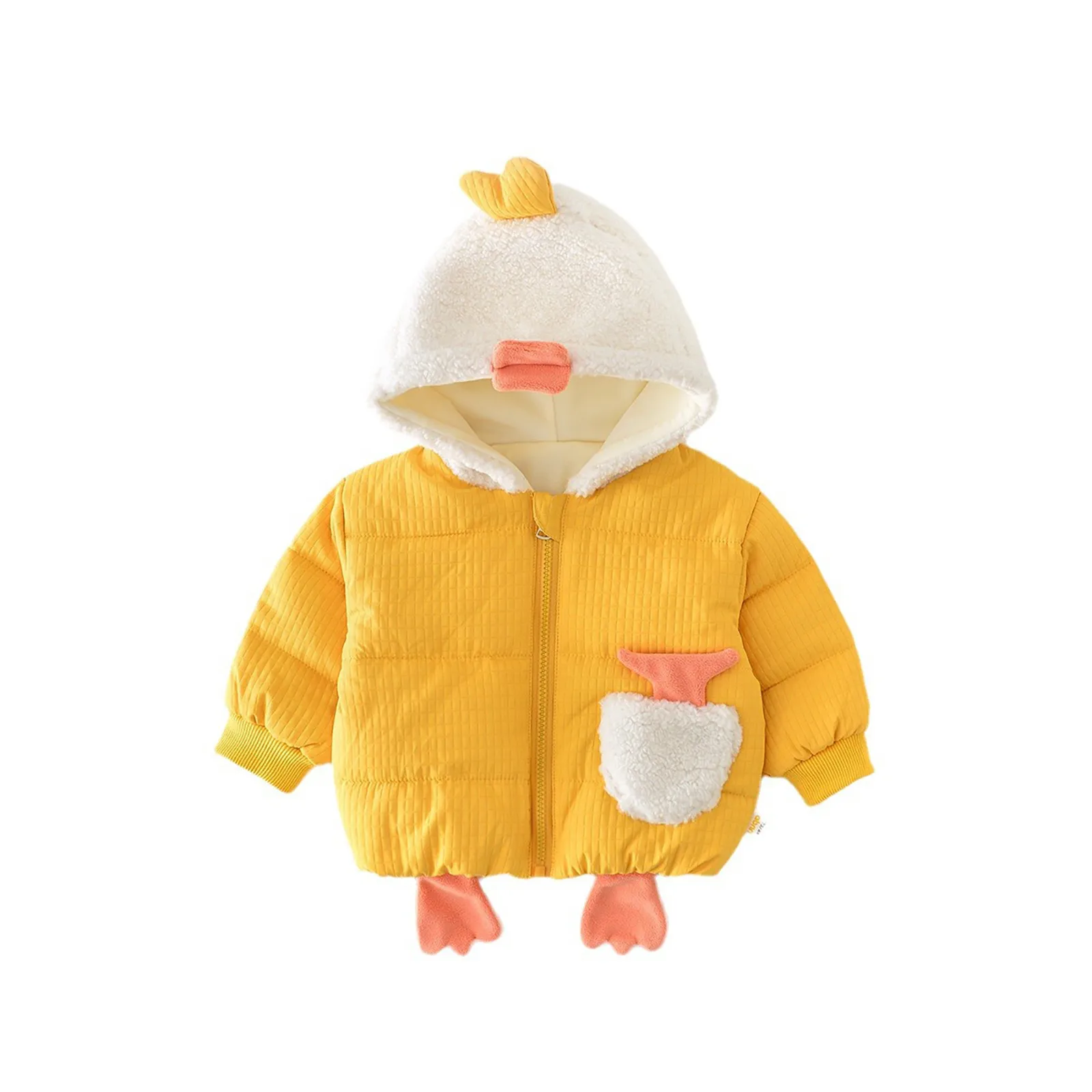 Winter Children's Cottonblend Padded Jacket Cartoon Duckling Hooded Coats Newborn Boys Girls Clothing Toddler Winter Ski Jackets