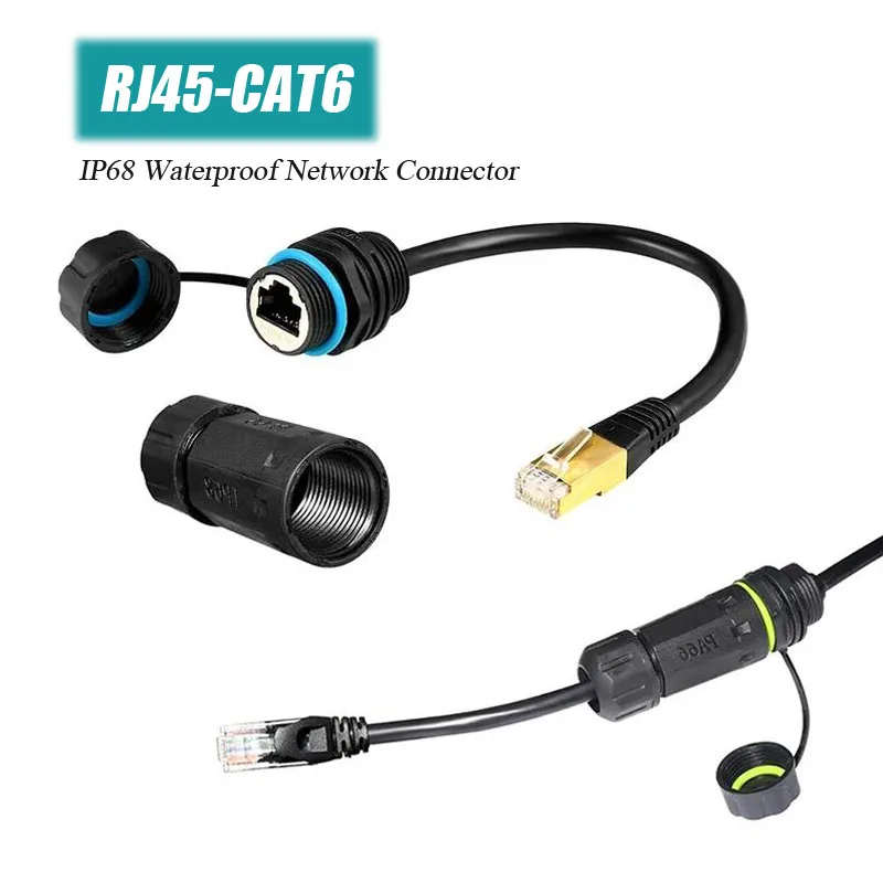 Outdoor Waterproof RJ45 CAT6 Network Cable Connector Joint M20 IP68 Breeding Intelligent Equipment Network Plug with Wire 1pc