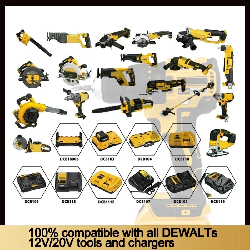 Original DCB200 20V 12000mAh Lithium Replacement Battery For Dewalt 18V DCB184 DCB200 DCB182 DCB180 DCB181 DCB182 DCB201 DCB206