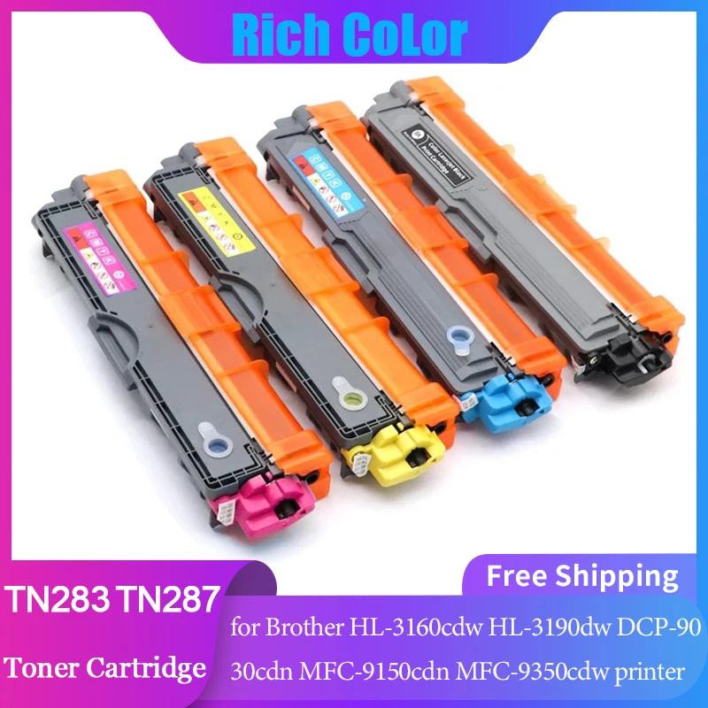 

4Color 1Set Compatible toner cartridge TN283 TN287 for Brother HL-3160cdw HL-3190dw DCP-9030cdn MFC-9150cdn MFC-9350cdw printer