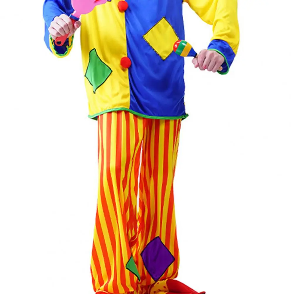 Conjunto de disfraz de payaso para adulto, transpirable, fácil de usar, Color vibrante, Joker, Cosplay, cintura elástica, pantalones, traje