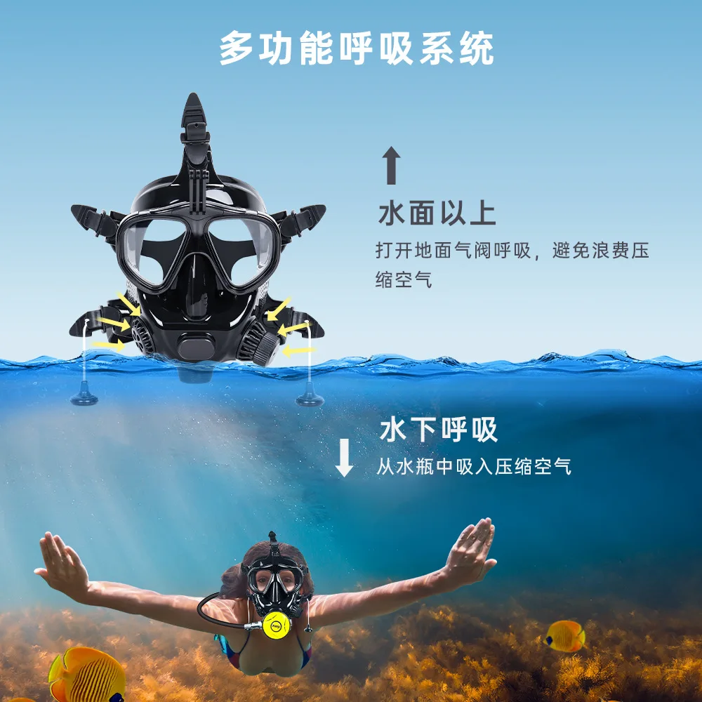 

DIDEEP Full Face Snorkel Mask Silicone Scuba Diving Goggles with Breathing Tube