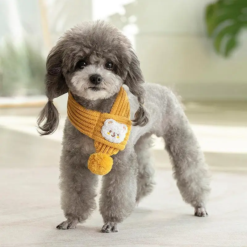 Christmas Dog Knitted Scarf Collar Santa Claus Adjustable Dog Bandana Scarf Festival Lightweight Small Dog Accessories - view 4