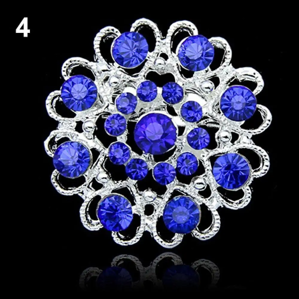 Luxury Rhinestone Crystal Brooch Women Hollow Out Collar Pin Silver Plated Flower Jewelry Brooche Pin Elegant