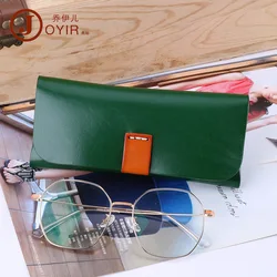 Vintage Genuine Leather Glasses Nearsighted Glasses Spectacles Box Reading Glasses Eyeliner Lipstick Mascara Pen Storage