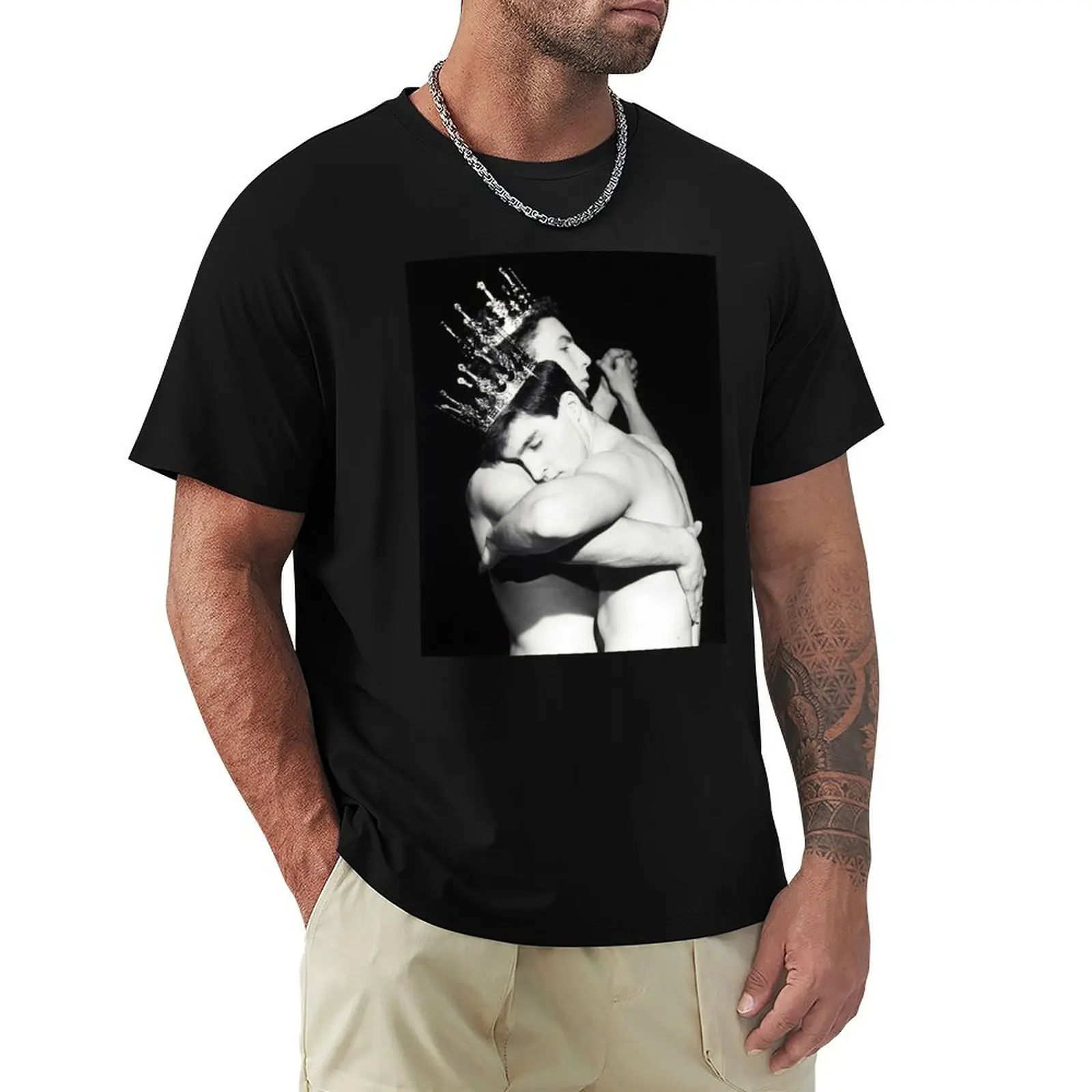 Two Men Dancing T-Shirt Basic Solid Tee for Daily Use