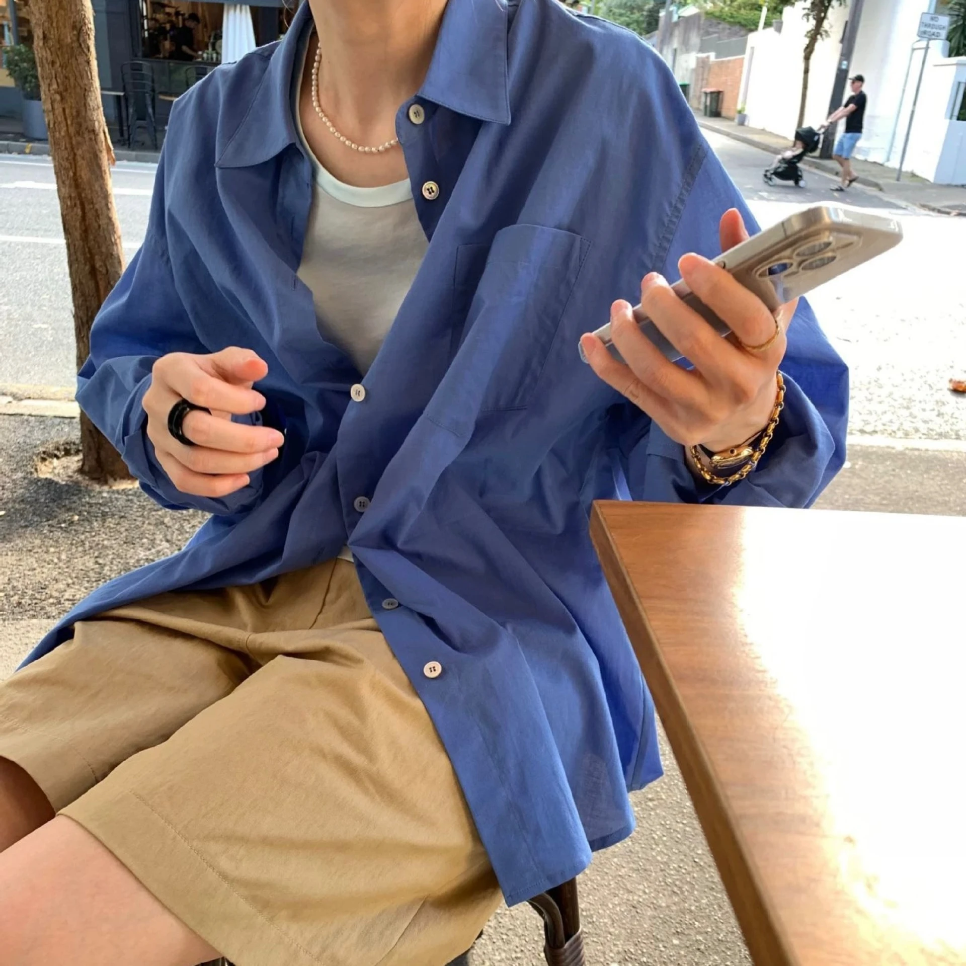 

Рубашка Lerobe в корейском стиле из чистого хлопка, свободная повседневная рубашка с длинными рукавами для защиты от солнца, женская дышащая удобная рубашка белого цвета Goose Yell...