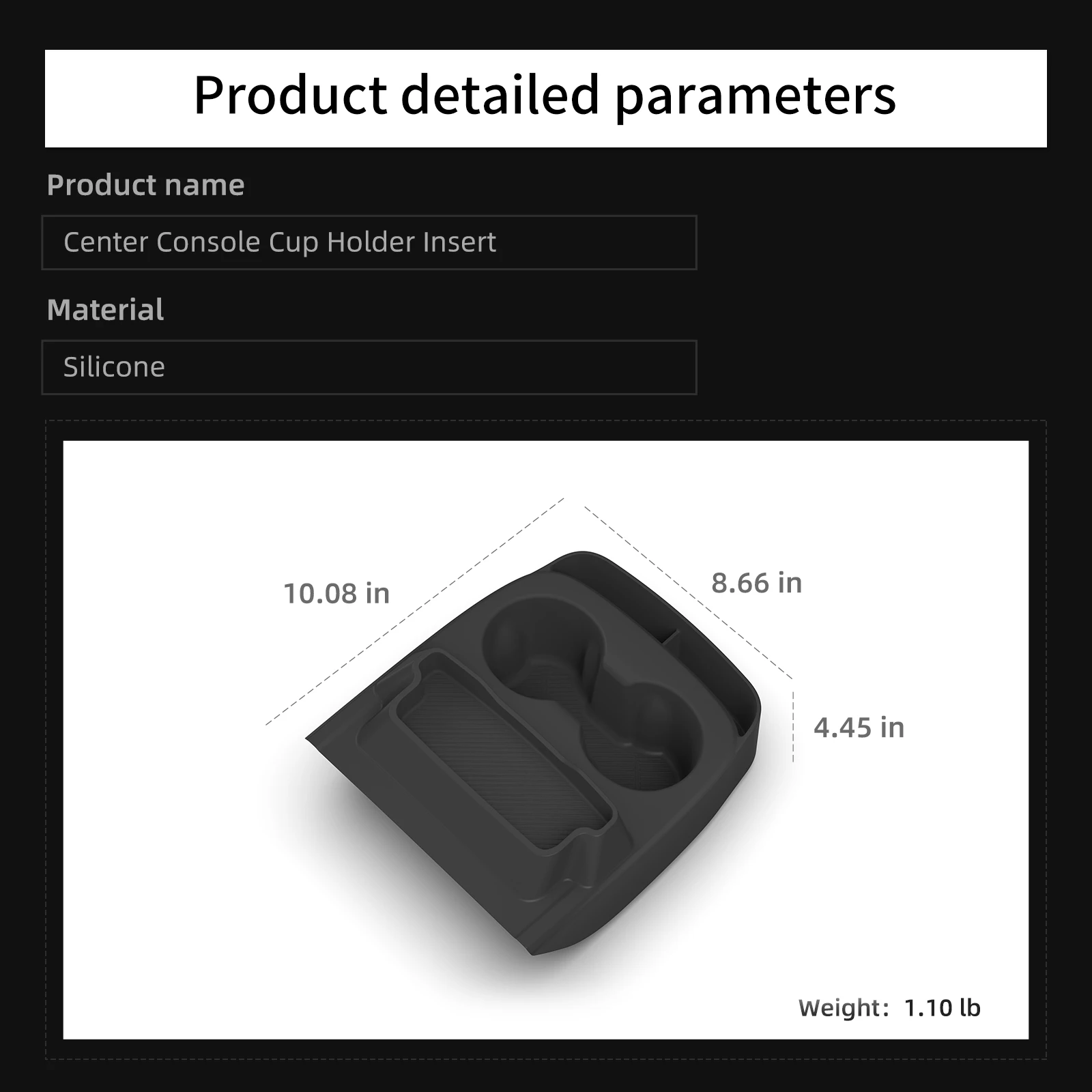 LUCKEASY für Tesla Model Y Standard RWD 2025 2026 Getränkehalter-Einsatz Auto-Getränkebox Stoßdämpfende Ablage Silikon-Organizer – Detail 2