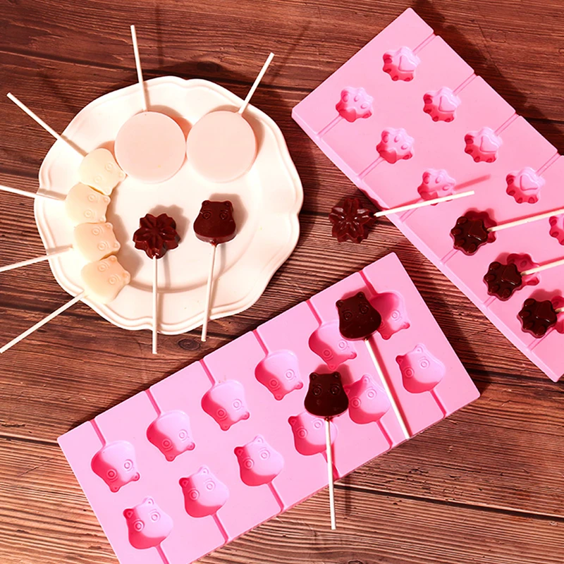 1Pc Silicone Lollipop Mold Set with 12pcs Lollipop Sucker Sticks Candy Mold Sucker Molds and Chocolate Hard Candy Mold