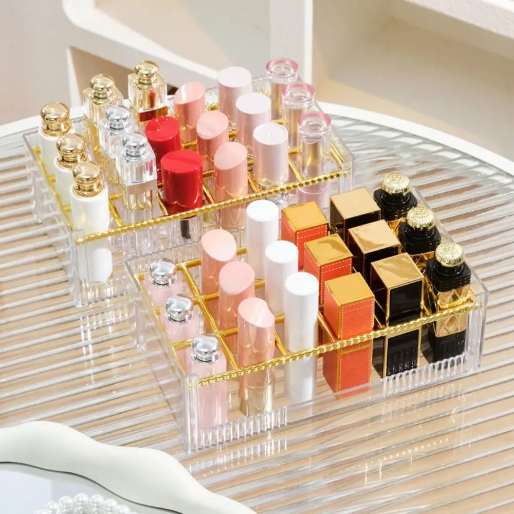 

Durable 18-Slot Lip Gloss Holder Detachable Stackable Lipstick Storage Stand Transparent Thicken Cosmetics Container Dresser