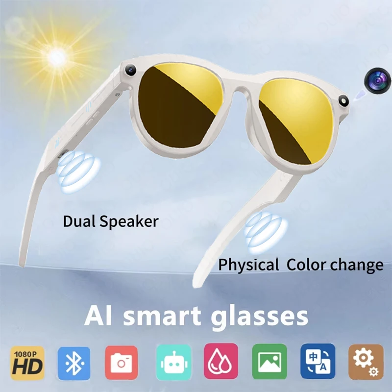 

﻿ 800 Вт HD SmartGlasses AI камера Bluetooth вызов 290 мАч батарея голосовой помощник передача WIFI SmartGlasses для мужчин и женщин