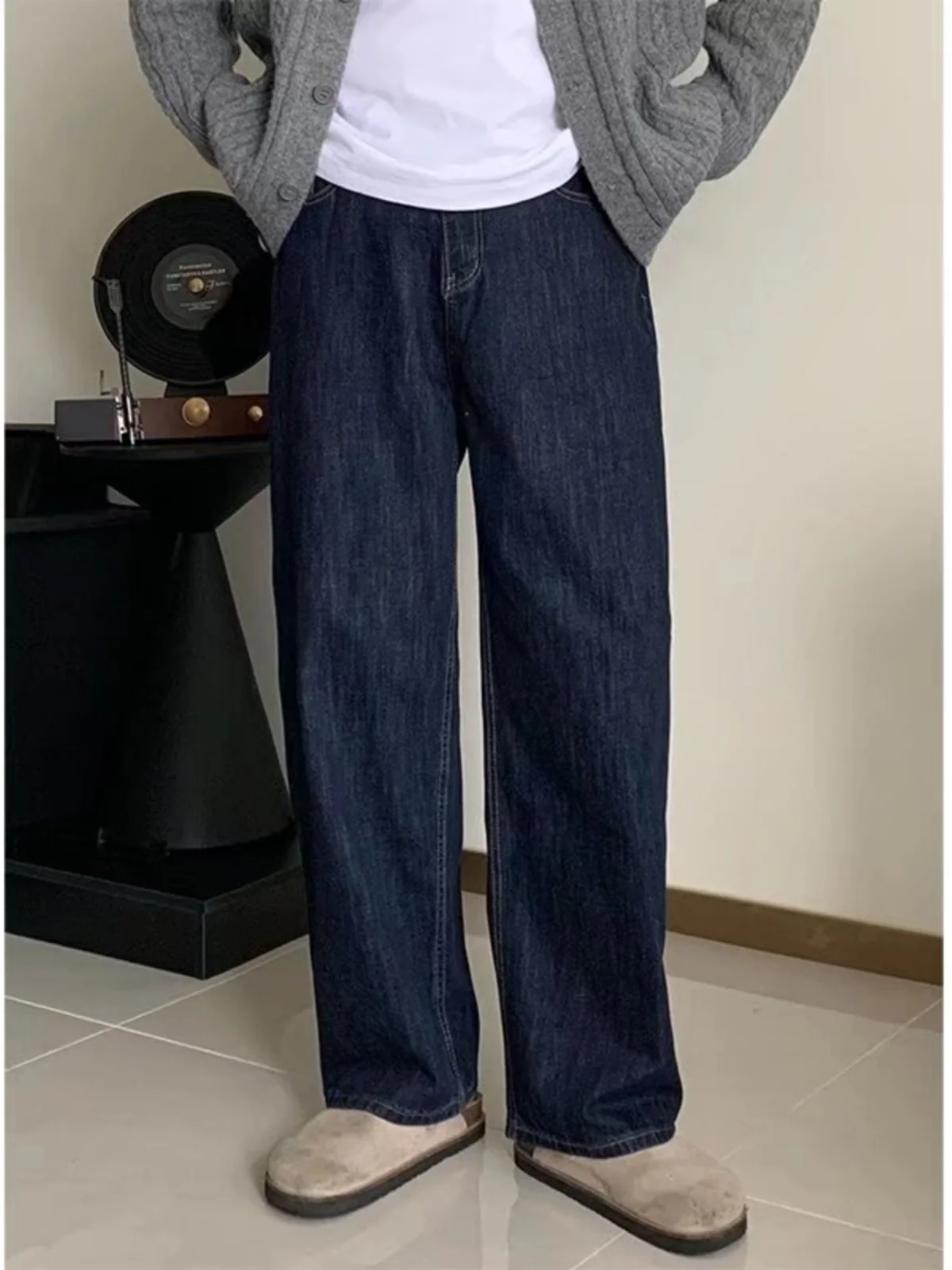 

Casual Men's Jeans Spring Autumn High Street Sle Loose Straight Leg Wide Leg Casual Long Trousers Trendy Brand JXAETE