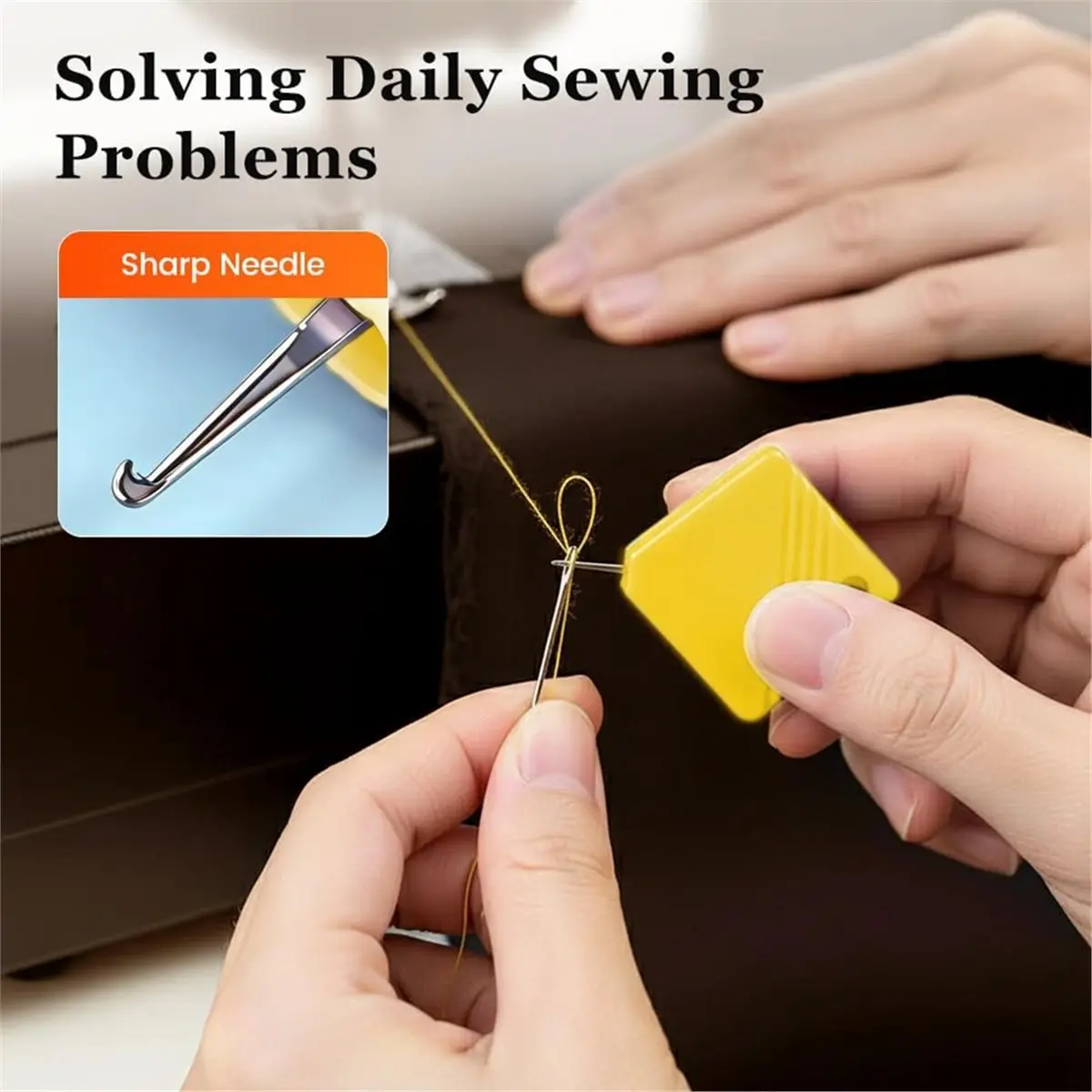 Automatic Needle Threaders for Hand Sewing, Square Needle Threading Helper for Sewing Machine, Fits All Needle Sizes