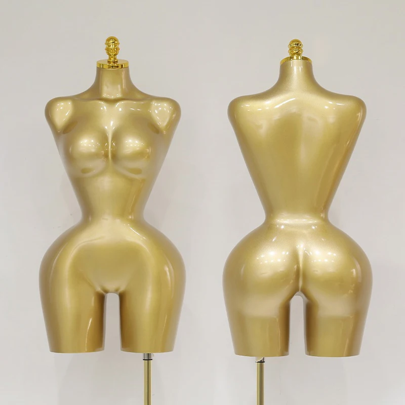 

Curvy Golden Manikin Body Big Bum Girl Headless Stereoscopic Women's Body Torso for clothing store display Mannequin