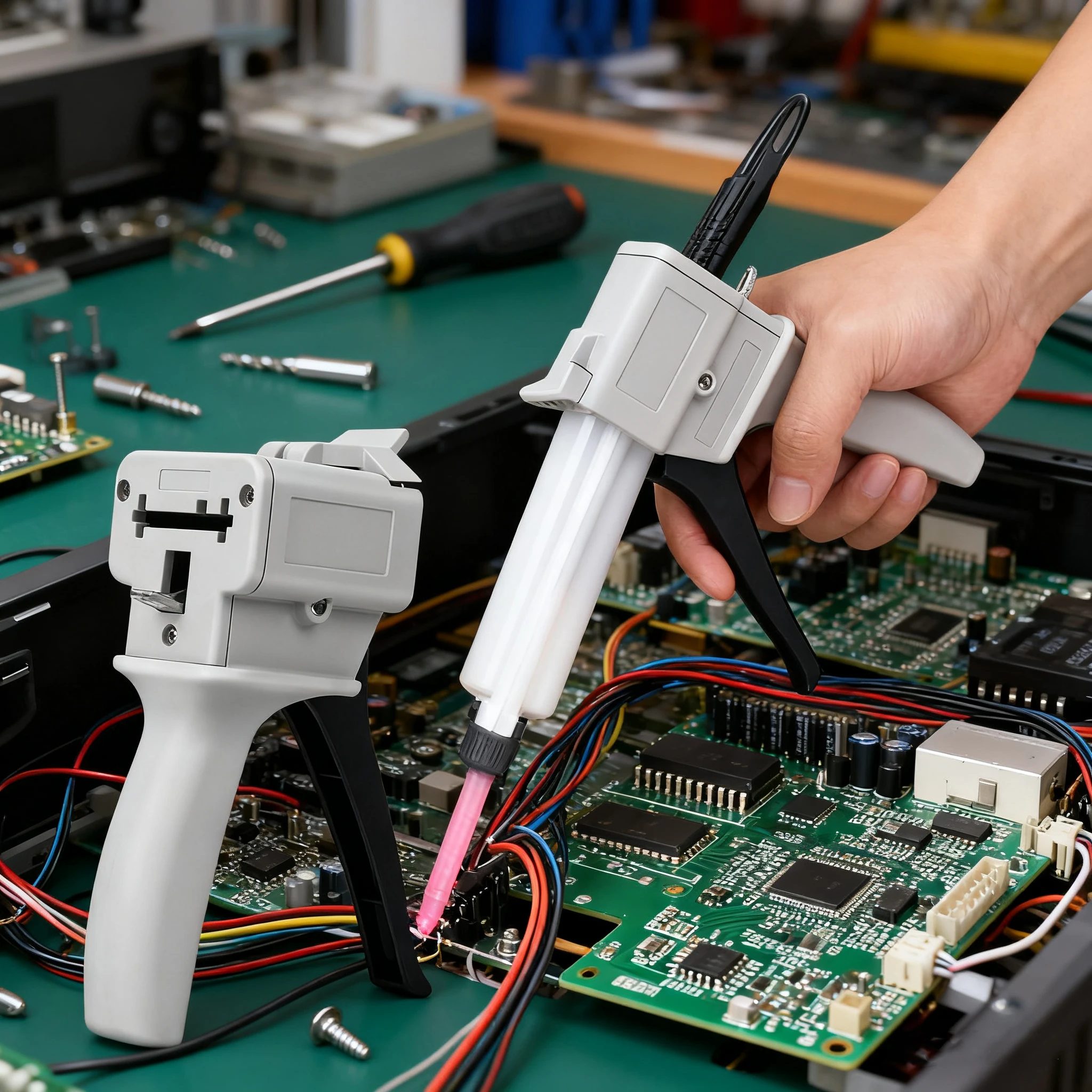 KUAIQU 50ml Two Component AB Epoxy Sealant AB Glue Gun 1:1 2:1 4:1 10:1 Glue Gun Manual Caulking for PCB Soldring/Car Repair