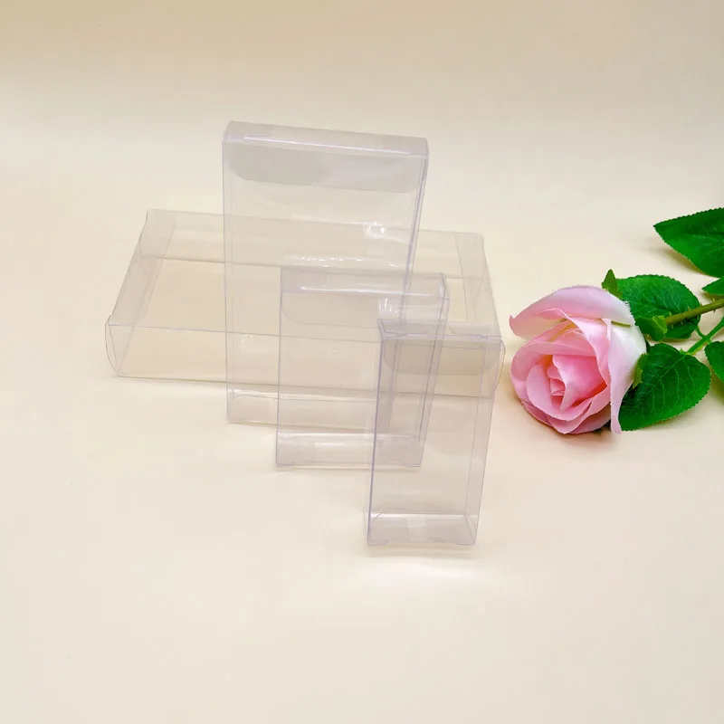 50pcs 2xBxC Clear PVC Transparent Candy Box for Jewelry Packaging Box Christmas Wedding Plastic Gift Boxes Storage Open 2 Side