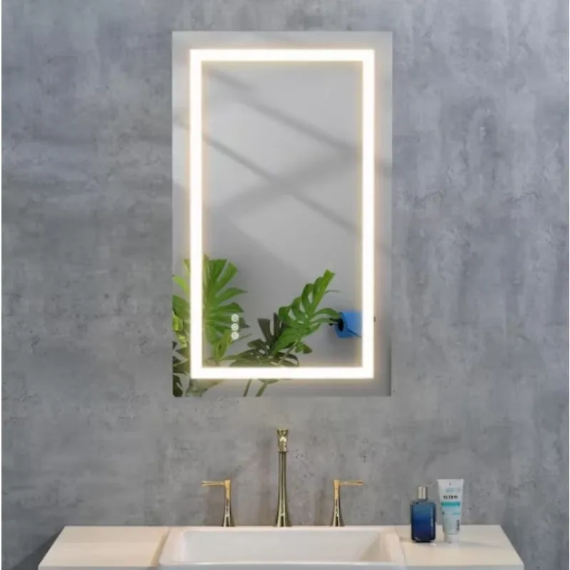 Rectangular Frameless Dimmable Anti-Fog Wall LED Bathroom Vanity Mirror, Simple fashion, easy to install, not easy to break