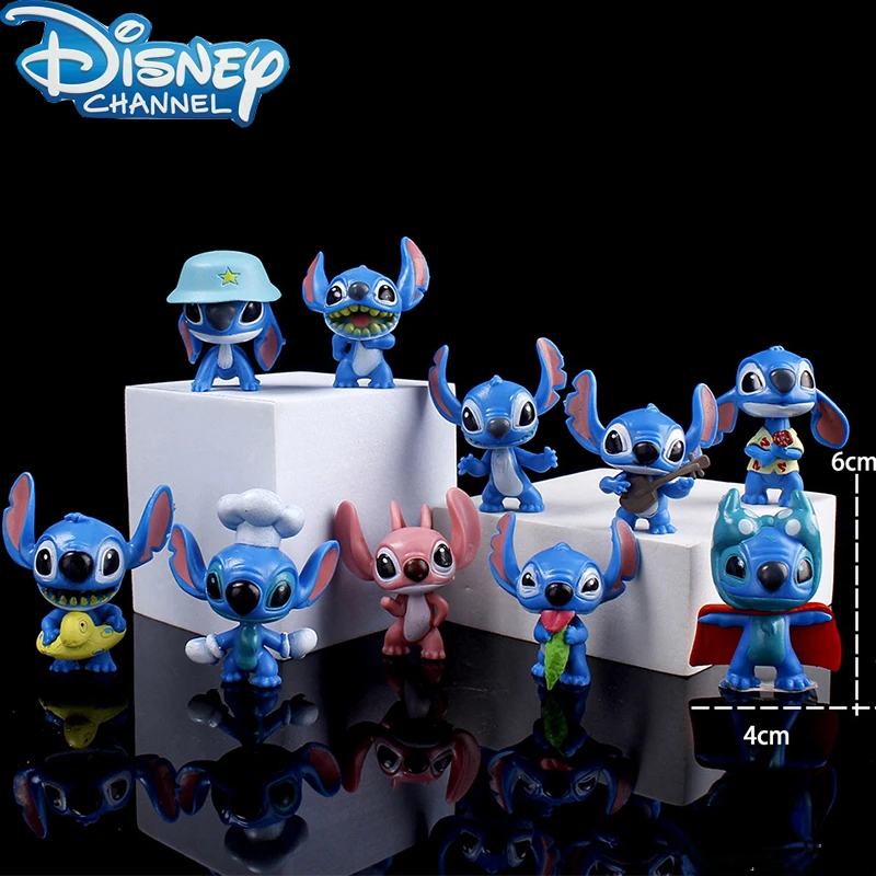 Stitch Doll Cartoon Stitch Toys ornamenti Micro Landscape Cake Decoration Figure Kid Birthday Gift Action Figures Anime Ten Pcs