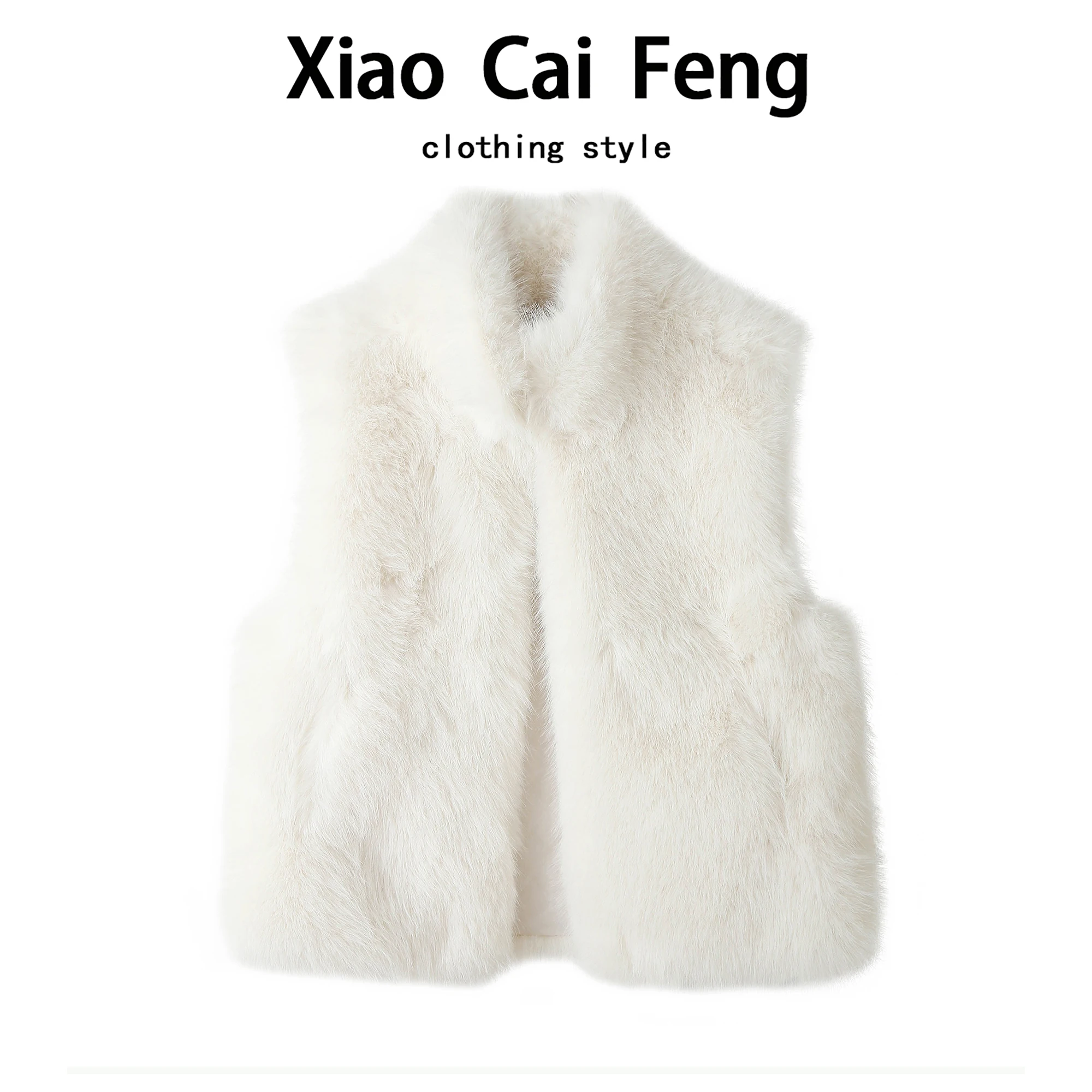 Furry Short Jacket Women's Winter Warm Layering Waterfox Fur Leather Vest Trendy Casual Style Stand Collar Thickened Outerwear