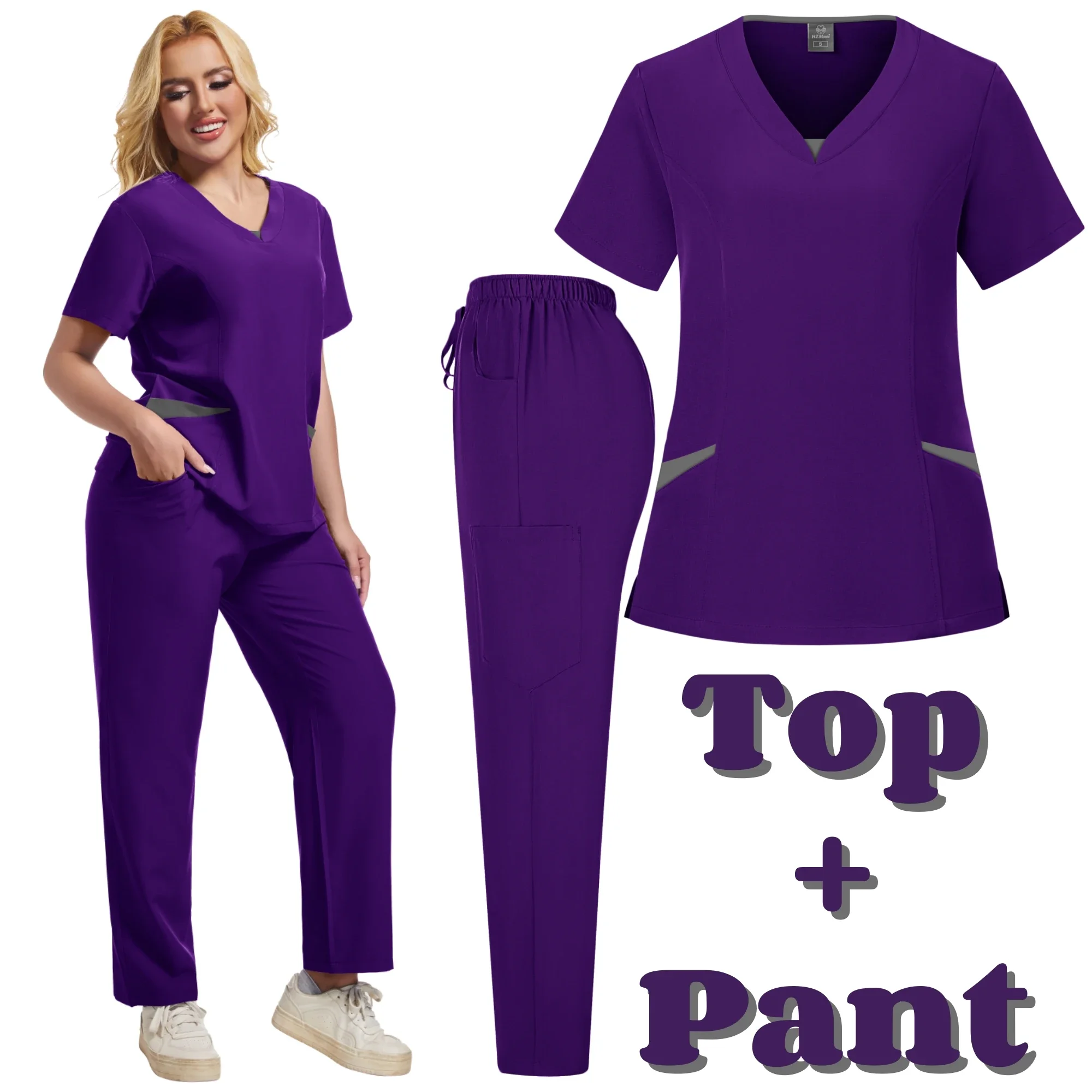 Uniforme de travail médical à manches courtes et col en V pour femmes, ensemble de pantalons en Y, uniforme de soins infirmiers multicolore, vêtements de gIslande pour animaux de compagnie, nouveau