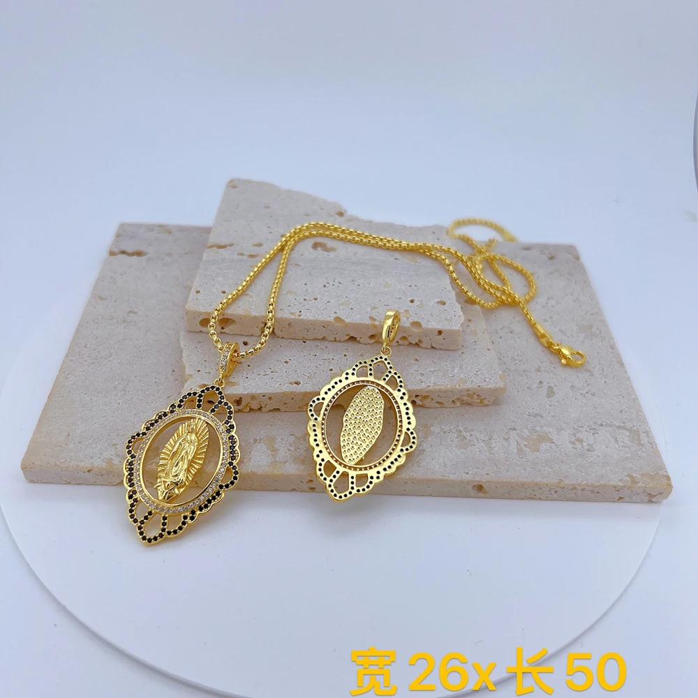 5 pcs/lot Gold Plated 3D Virgin Mary Pendant with CZ ZirconHollow Openwork Religious Charm for Necklace Making Unisex Gift