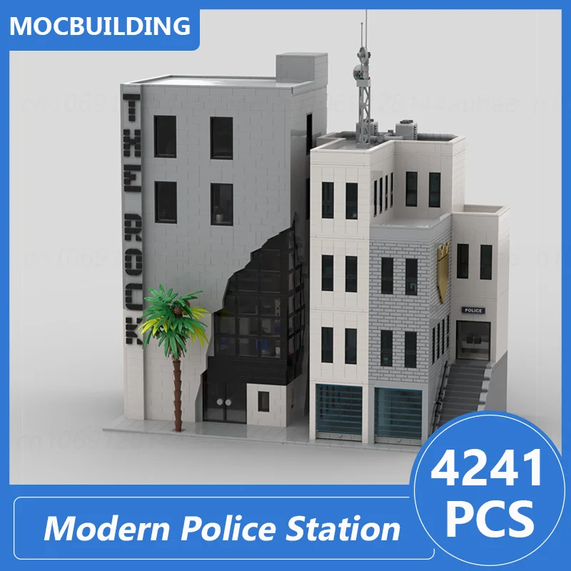 Moderna stazione di polizia edifici modulari Moc Blocks fai da te assemblare mattoni architettura modello collezione Display giocattoli regali 4241 pezzi