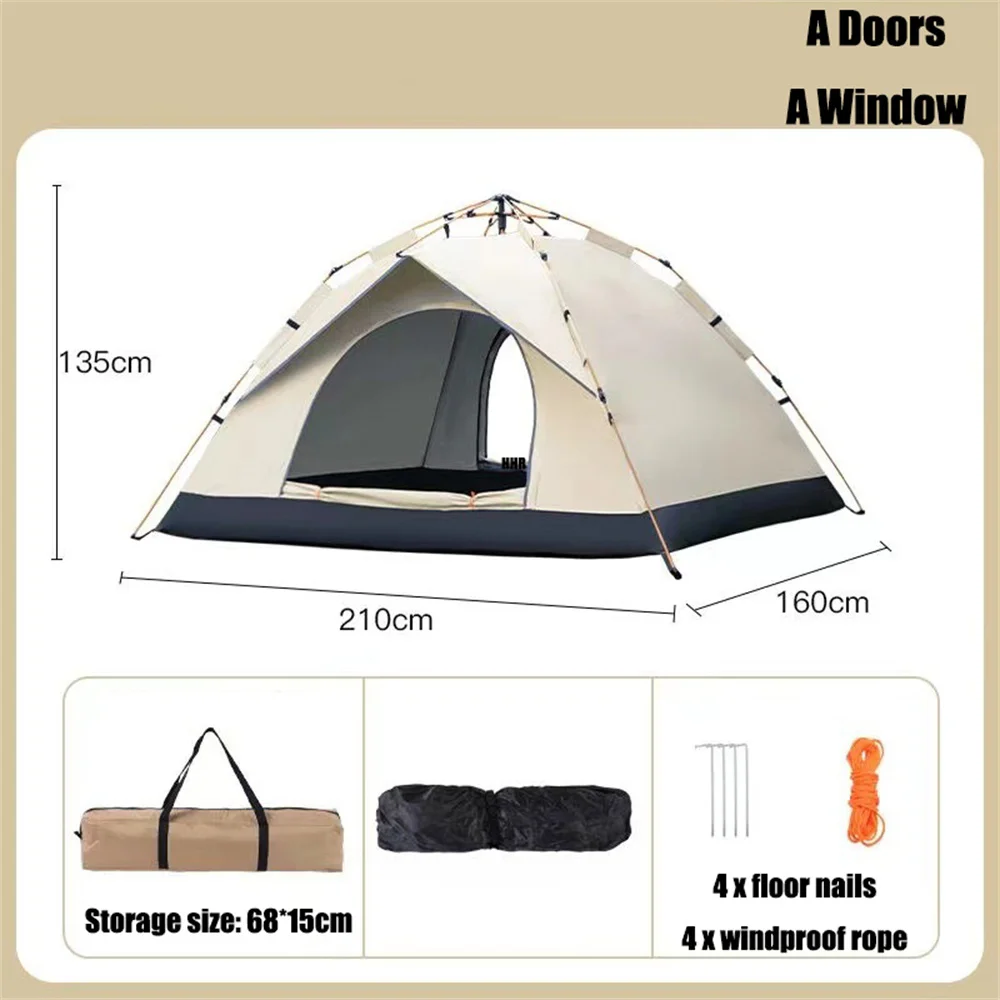 Imagem -05 - Portátil Totalmente Automático Camping House Camping ao ar Livre Revestimento de Cola Prateada Janelas Impermeáveis e Portas contra Mosquitos