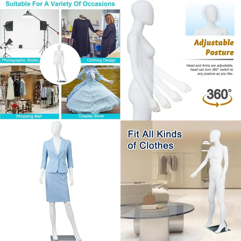 

Женский манекен в полный рост со съемными руками для демонстрации в магазинах одежды или на косплей-мероприятиях, белый