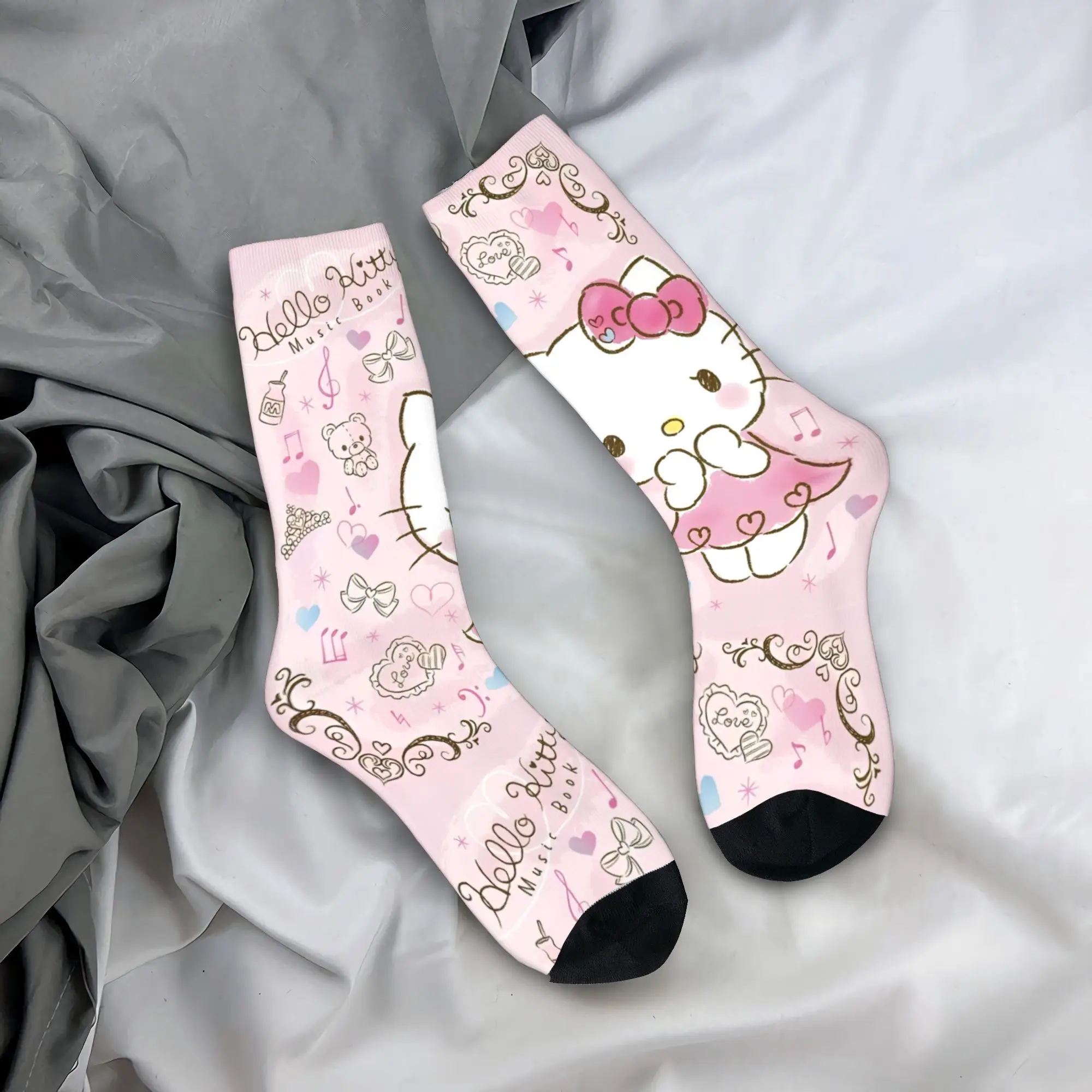 

Fashion Male Men Socks Crazy Cute Hello Kitty Sock Polyester Cartoon Sport Women Socks Spring Summer Autumn Winter