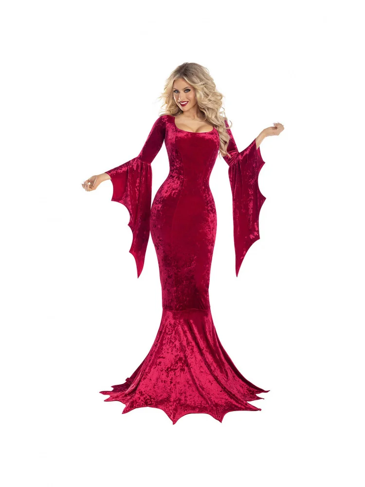 

Gothic Long Skirt Bat Witch Halloween Costume Long Sleeve Performance Outfit Women's Stage Costume Chinese Manufacturer