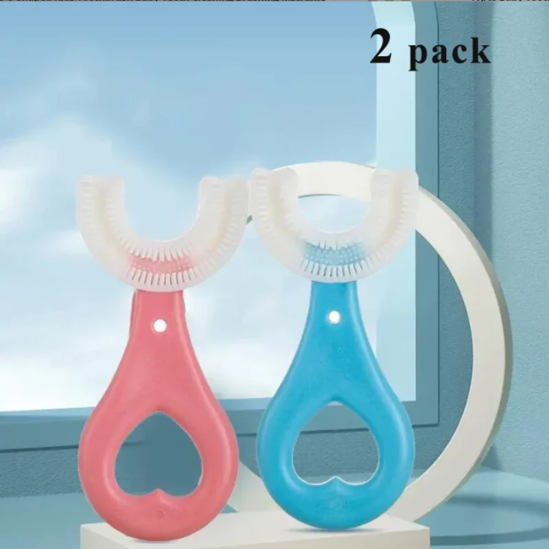 2pcs U Shaped Kids Toothbrush Baby Teeth Cleaning Brushing Instrument Children Oral Cleaning Toothbrush Brushing Tools