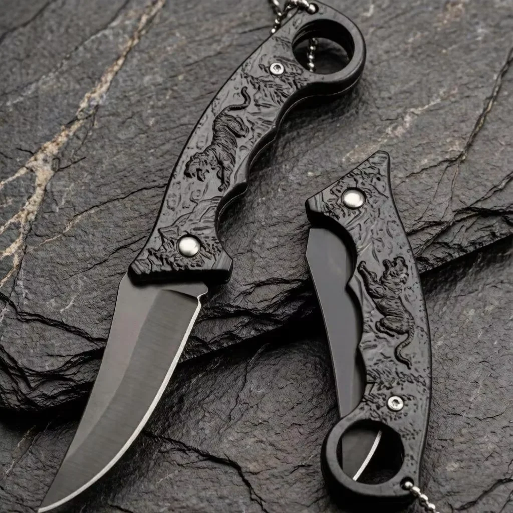 2026 New EDC Folding Pocket Knife with Tiger Engraved Handle – Stainless Steel Blade for Camping, Hiking, Fishing Outdoor Tool