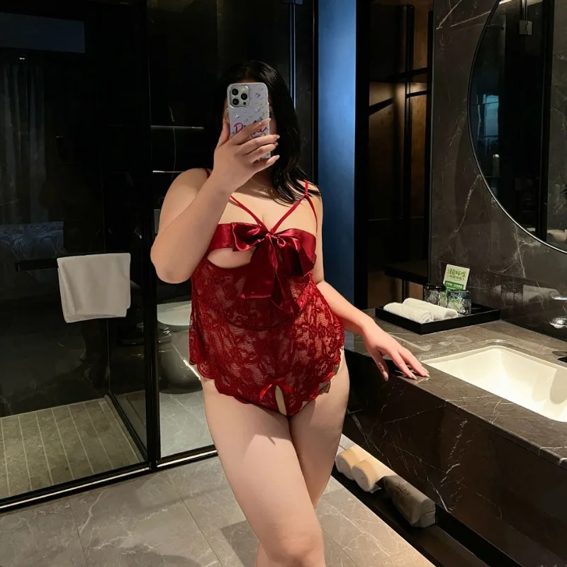 

Женский бюстгальтер больших размеров с бантом, боди для ролевых игр, сексуальное женское белье, эротическое нижнее белье с открытой промежностью, кружевное белье Badydoll, порно, нижнее белье с открытой промежностью