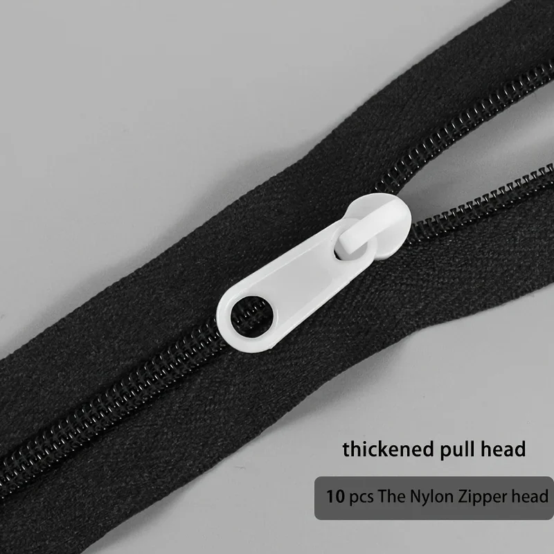 10 pcs white non-locking degaussed needle anti-static laundry bag home textile pull lock head No. 3 Plastic zipper head No. 5