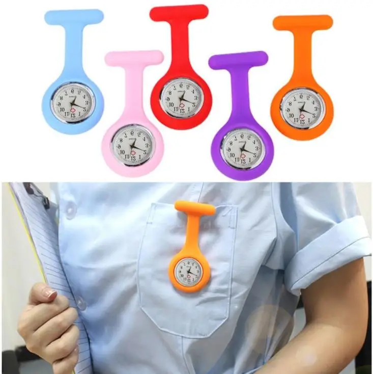 Promotion Christmas Gifts Colorful Nurse Brooch Fob Tunic Pocket Watch Silicone Cover Nurse Watches Party Favor ni130