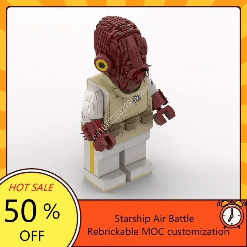 MOC Space Battle Series Admiral Ackbar Mega Figure Model Building Blocks Technology Bricks DIY Creative Assembly Toys Kids Gifts