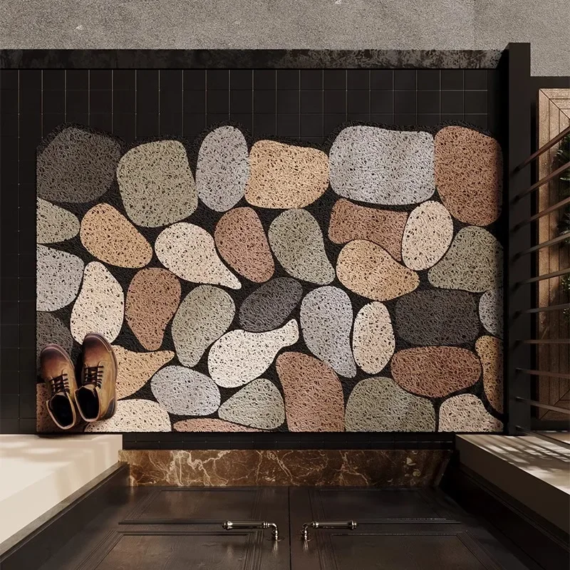Pebble Coil Doormat, Can Be Cut Freely, PVC Wire Ring Outdoor Door Mat, Entrance Decorative Floor Mats, Dust Removal
