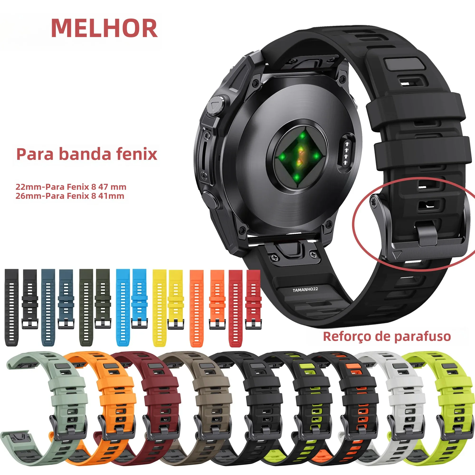 Quickfit 26mm 22mm pulseira de silicone de dois tons para garmin fenix e 8 7x 7 6 6x/epix pro gen 2 51mm 47mm/tactix acessórios de pulseira de relógio