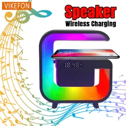 Bluetooth Speaker Wireless Charger Pad Stand TF RGB Light for iPhone 16/15/14/13 Samsung S24/S23 Xiaomi 15 Fast Charging Station